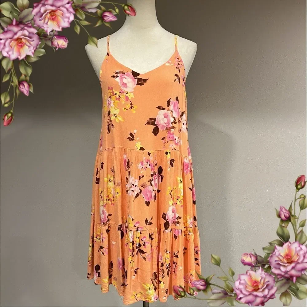 Staccato v-neck swing style flowy‎ floral dress with straps
